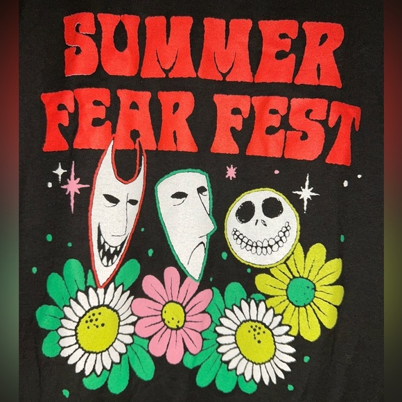 The Nightmare Before Christmas Black Summer Fear Fest Shirt Adult Size XS Masks - Picture 2 of 6